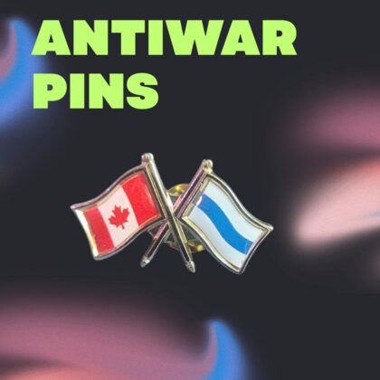 Antiwar Russian Canadian Flags Lapel Pin